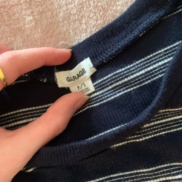 Garage, Navy with white stripe tee - Picture 3 of 3